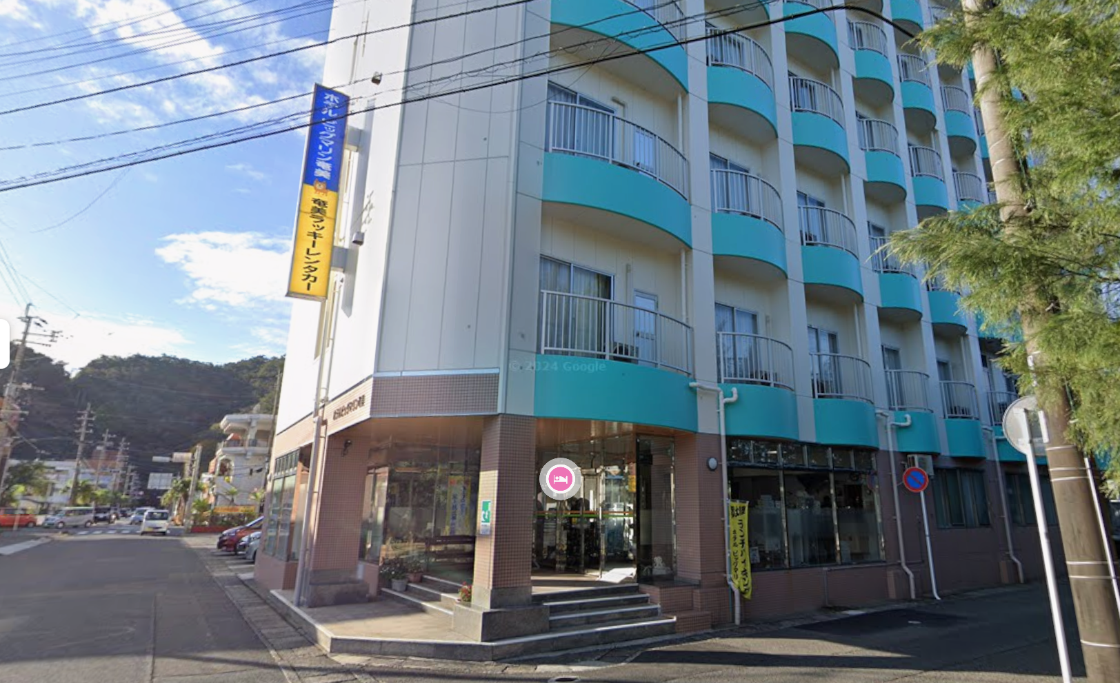 奄美ラッキーレンタカー 名瀬営業所 奄美大島の店舗外観と周辺道路